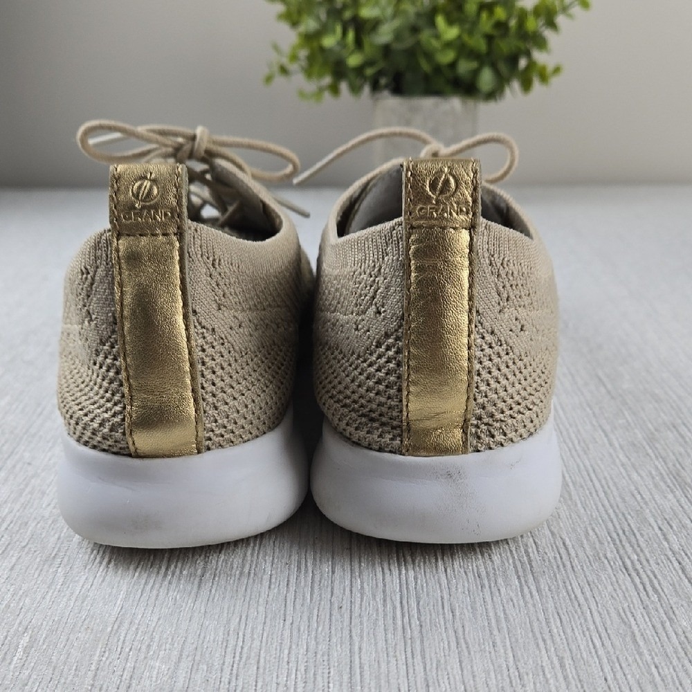 Cole Haan Zerogrand Stitchlite Oxford Beige Gold Knit Sneakers Womens 8.5B - Picture 6 of 16
